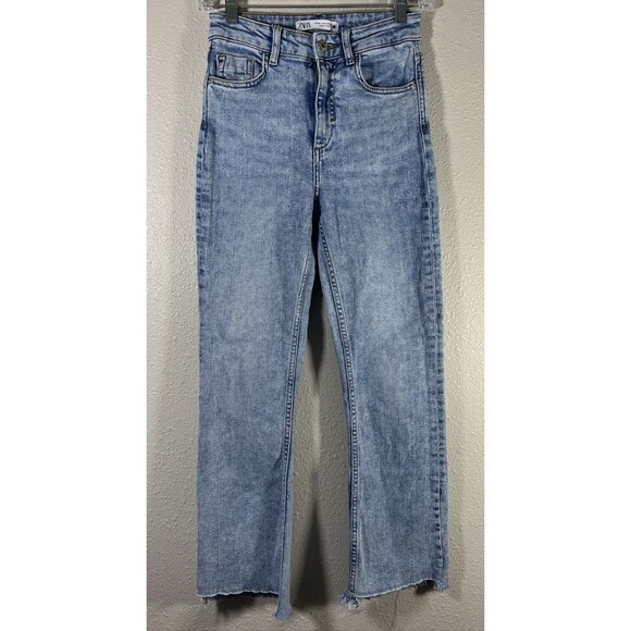 ZARA Women's Size 2 Light Blue Denim Distressed Raw Hem Jeans - Picture 5 of 16